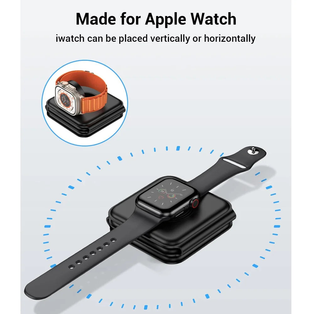 3-in-1 Magnetic Wireless Charging Pad for iPhone 13–16 Series, Apple Watch 8/9 and AirPods - Fast Charging Dock Station