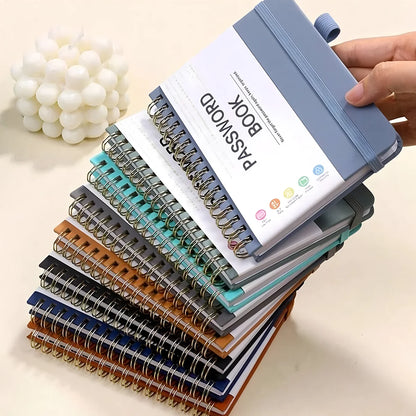 A6 Password Book with PP Coil – English Address & Password Organizer, Thick Horizontal Notebook for Office Use