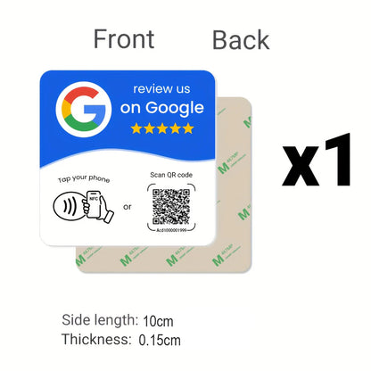 NFC 215 Square Google Review Card - Programmable 13.56MHz NFC Stand with Editable QR Code