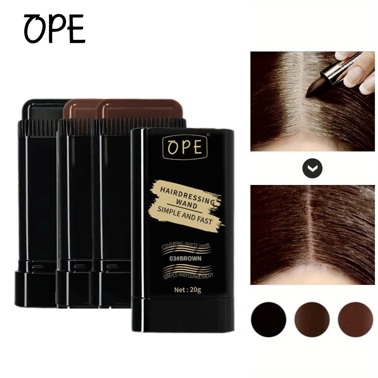20g Quick Hair Dye Stick – Permanent Hair Color with Portable Applicator Brush for At-Home Touch-Ups