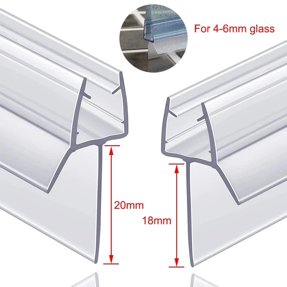 Shower Glass Door Seal Strip - 4–6mm Rubber Weatherproof Seal for Bath Screens and Glass Doors