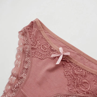 5-Pack Women’s Low Rise Lace Panties — Sexy Cotton Lingerie Briefs
