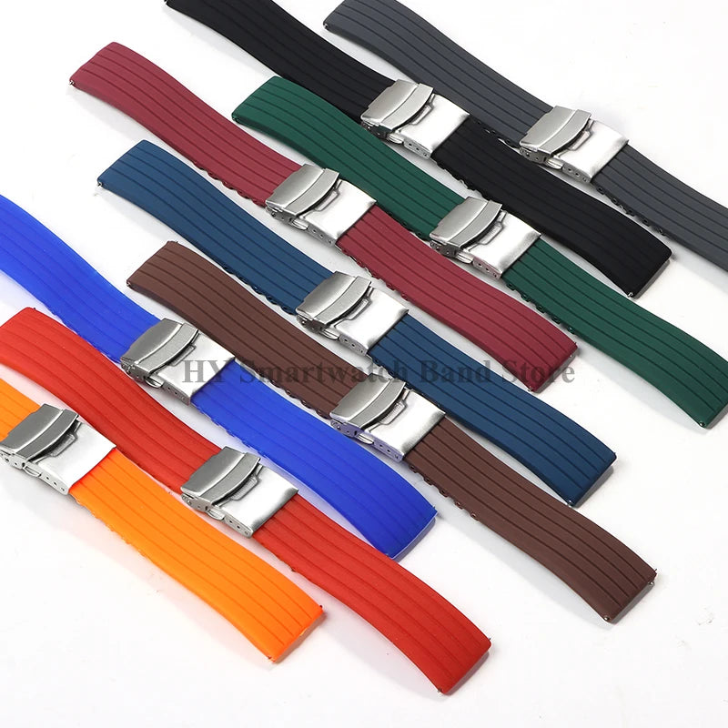 Quick Release Silicone Watch Strap 18–24mm – Sport Rubber Band for Huawei Watch GT2/3/4, Omega, Seiko, Fossil