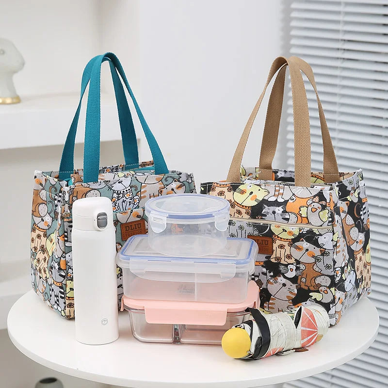 Cute Cartoon Insulated Lunch Bag – Large Capacity Bento Cooler for School, Work & Travel