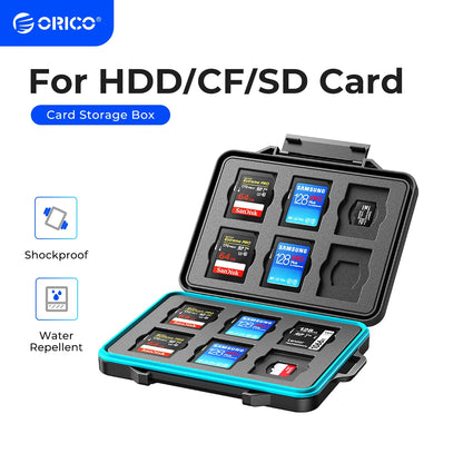 Waterproof SD Memory Card Storage Case: ORICO Micro SD Card Holder with Soft Lining - Organize HDD/CF/SD Cards Easily