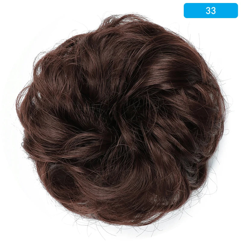 AZQUEEN Messy Bun Hair Extension – Synthetic Curly Wave Chignon Scrunchie, Elastic Band Updo Hairpiece for Women