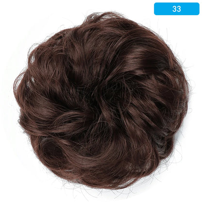 AZQUEEN Messy Bun Hair Extension – Synthetic Curly Wave Chignon Scrunchie, Elastic Band Updo Hairpiece for Women