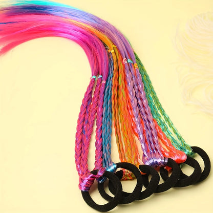 6-Piece Bohemian Wig Braid Hair Ties - Multicolor Sweet Hair Accessories for Girls