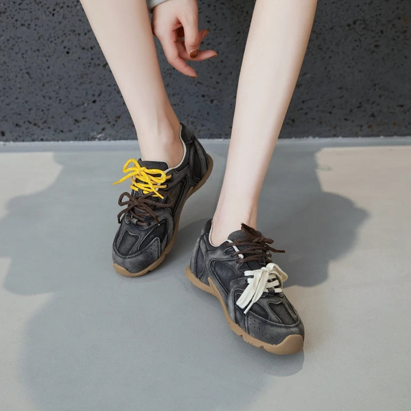 AIYUQI Women’s Sneakers 2025 — Non-Slip Leather Running & Training Shoes, Flat Large-Size Sports Shoes