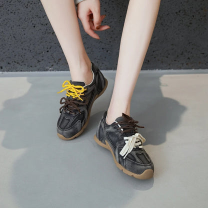 AIYUQI Women’s Sneakers 2025 — Non-Slip Leather Running & Training Shoes, Flat Large-Size Sports Shoes