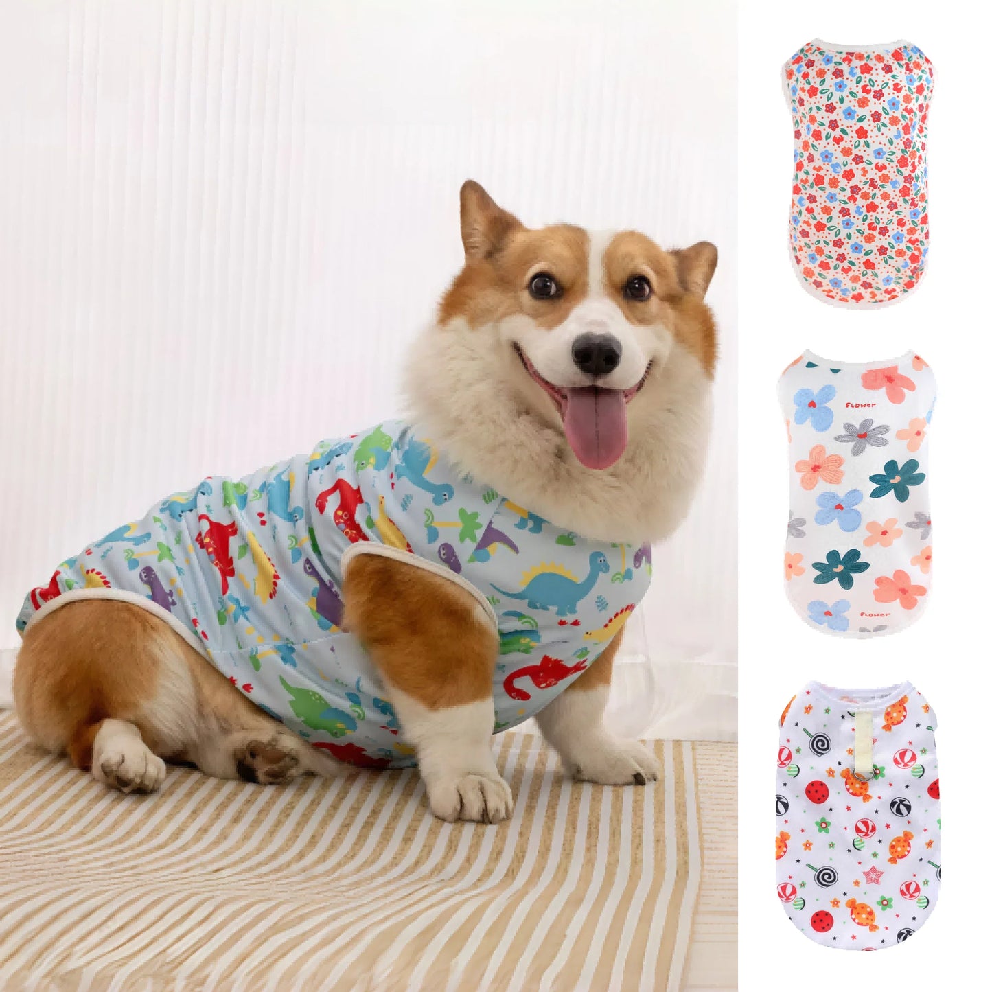 Cooling Summer Pet Vest - Soft Cartoon Dog Cat Shirt for Small Medium Large Dogs Puppy French Bulldog Clothing