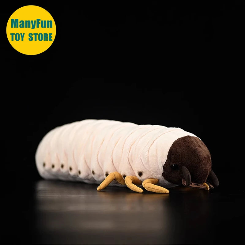 Realistic Grub Plush Toy - Lifelike Mealworm Simulation Stuffed Animal Cute Kawaii Gift Doll