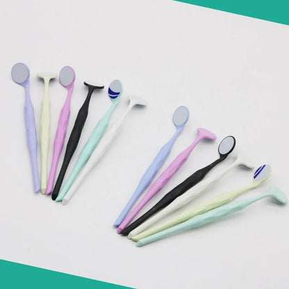 AG 10pcs/Box Dental Mouth Mirrors – Double-Sided Autoclavable Exam Reflectors with Handle for Oral Care & Tooth Whitening