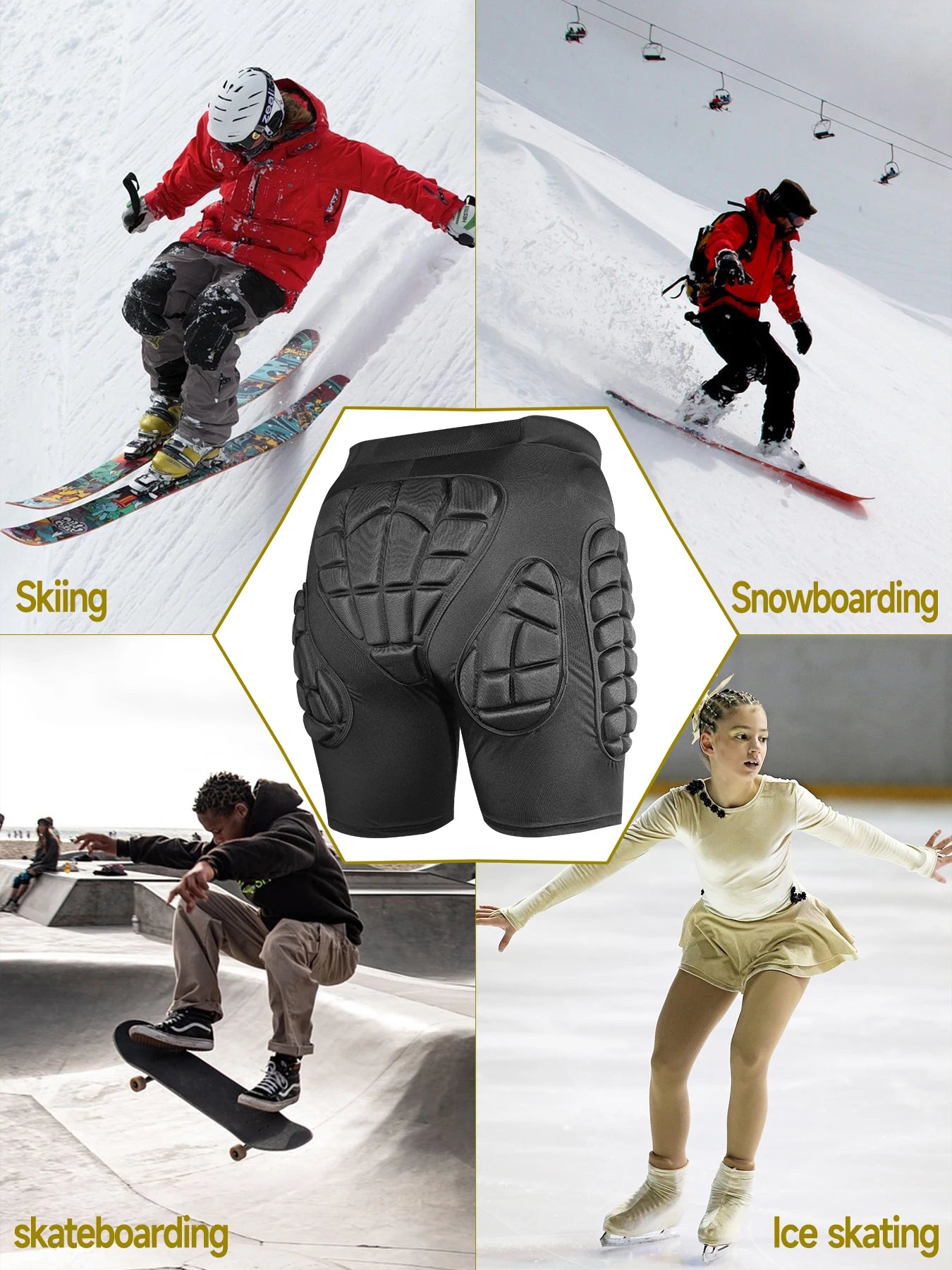AVIVOR 3D Protective Shorts – Unisex Snowboard & Ski Sports Hip Protection Pad