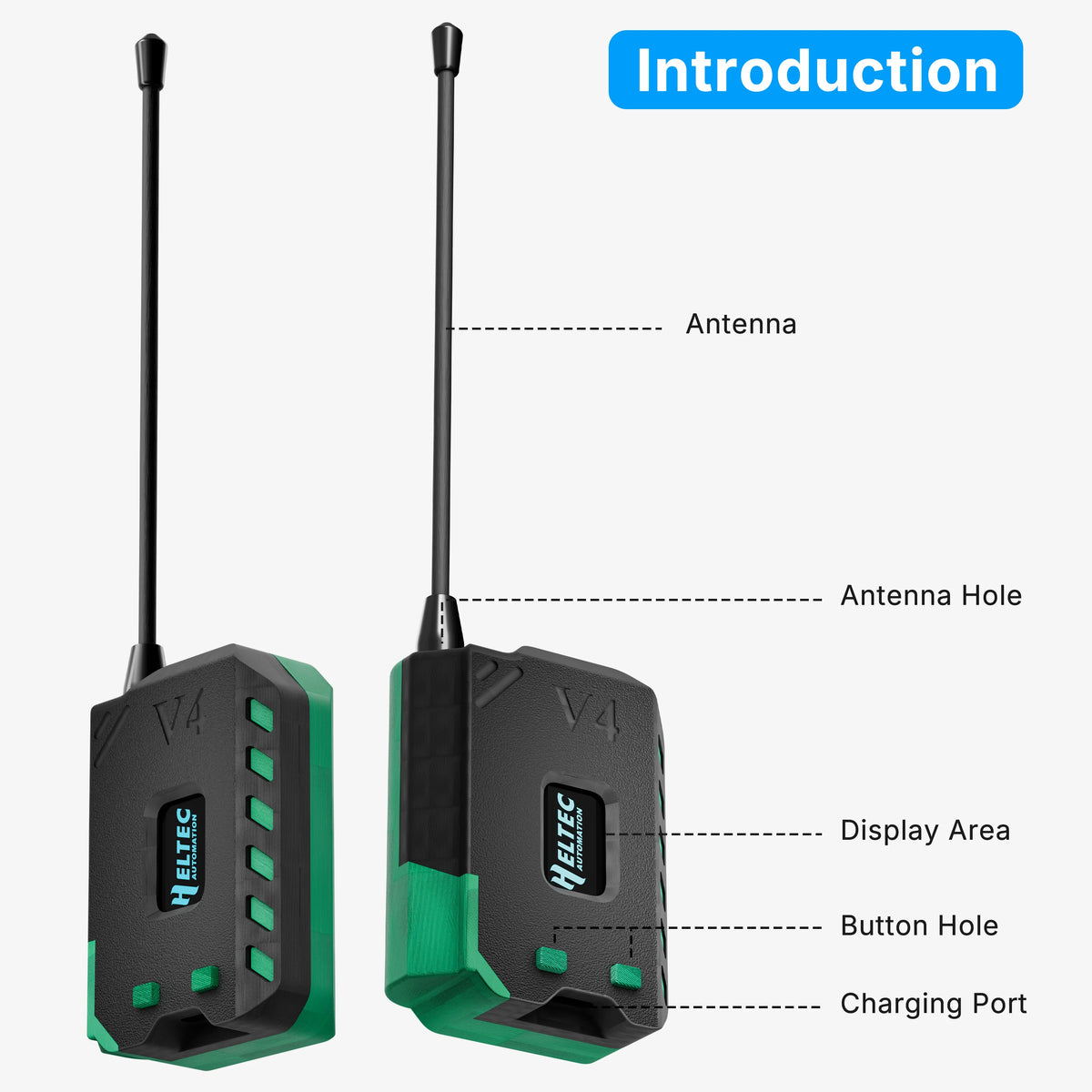 Heltec V4 Meshtastic WiFi LoRa 32 Development Board Kit - ESP32 SX1262, 3000mAh Battery, Soft Antenna, Solar Powered BLE Case Set