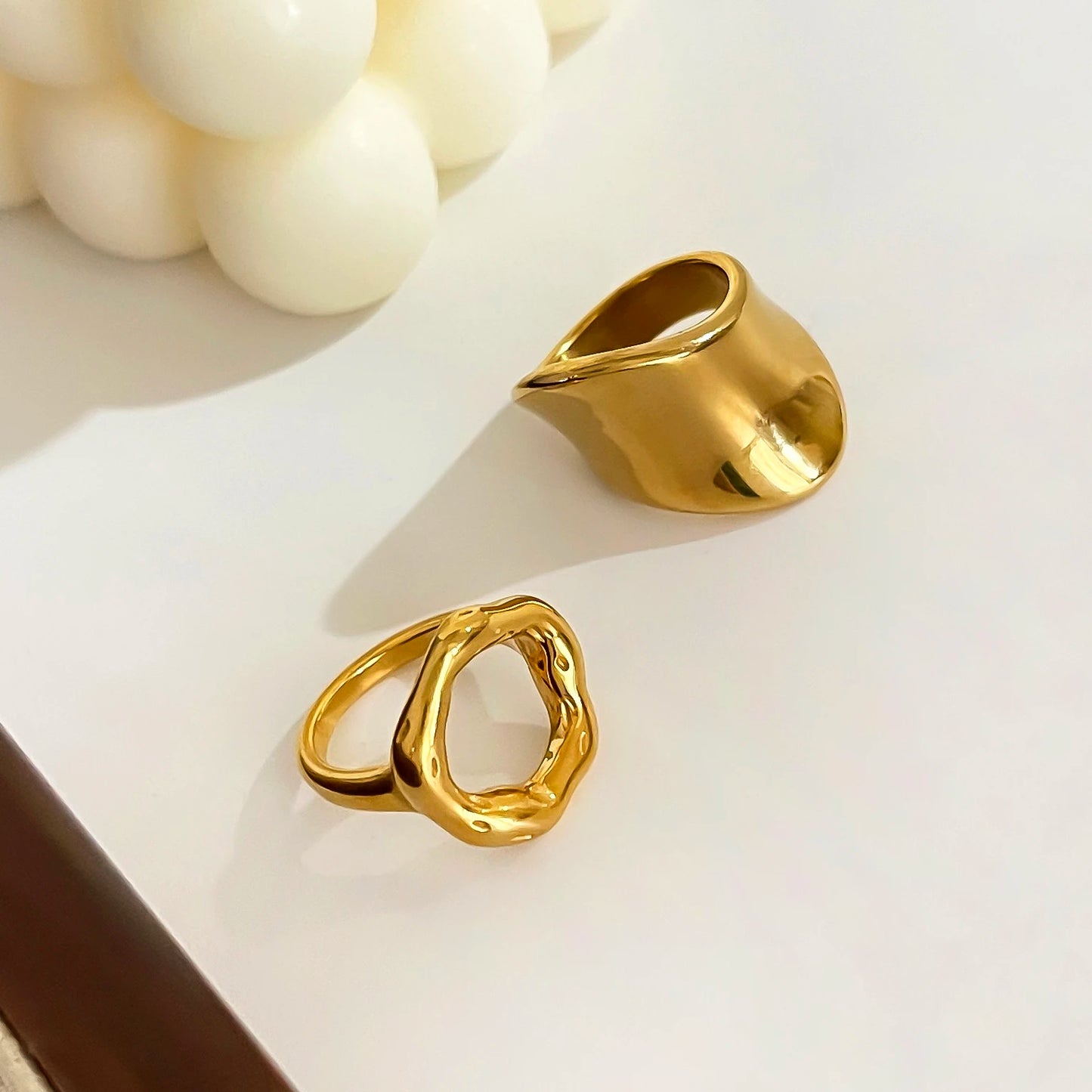 Peri'sbox Minimalist 18K Gold Plated Stainless Steel Ring – Anti-Tarnish Women’s Fashion Jewelry Gift