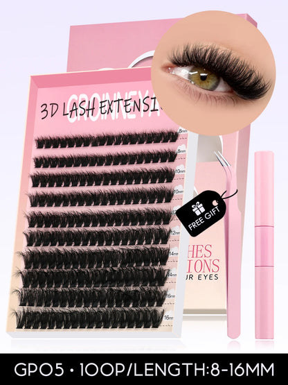 GROINNEYA Eyelash Clusters Kit – Large Capacity Wispy Individual Lashes for Natural DIY Extensions, Beginner-Friendly