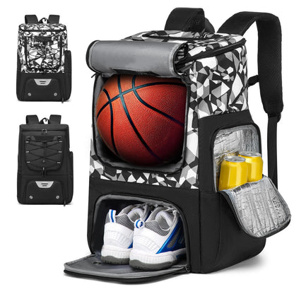 Basketball Sports Backpack - Multi-Sport Storage Bag with Separate Shoe Compartment for Training and Outdoor Use
