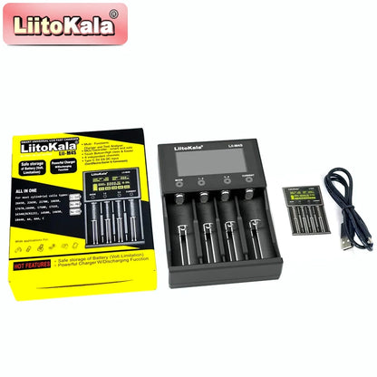 LiitoKala Lii-M4/Lii-M4S Battery Charger – 5V Plug (EU/AU/UK/US) for 3.7V Li-Ion & 1.2V AA/AAA/C Batteries (18650, 26650, 21700, 14500, 18350, 17500)