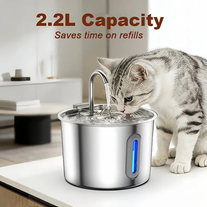Automatic Cat Water Fountain - Stainless Steel Dog & Cat Water Dispenser with Filter