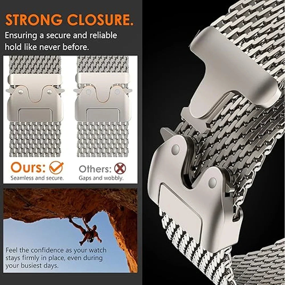 Titanium 1:1 Milanese Strap for Apple Watch Ultra 49mm – Compatible with iWatch Series 10 9 8 7 6 SE 5 4 3, 46mm 45mm 44mm 42mm