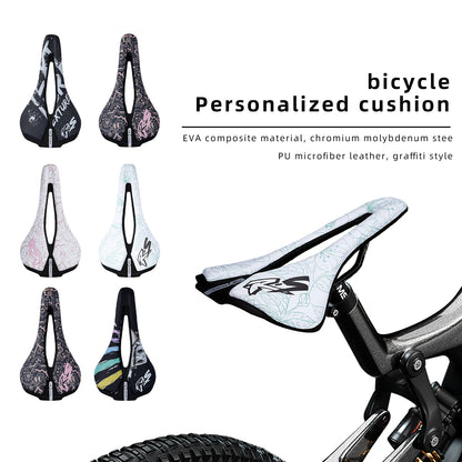 ENLEE Mountain Bike Saddle - Hollow Breathable Ultra-Light Steel Bow Seat Cushion for Road & Folding Bikes