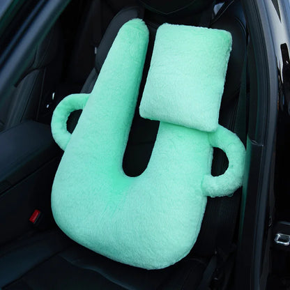 U-Shaped Multifunctional Car Pillow – Plush Travel Neck Pillow with Removable Sleeve