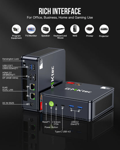 GMKtec M6 Mini PC – AMD R5 6600H 6-Core, 16GB DDR5, 512GB PCIe SSD, WiFi 6, BT5.2 Desktop Computer