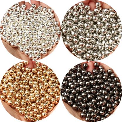 Round Spacer Beads 3–12mm – Gold & Silver CCB Smooth Loose Balls for DIY Bracelet Jewelry Making Accessories