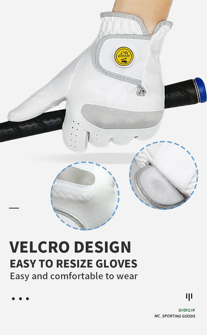 Men's Golf Glove - Breathable Micro Soft Fabric, Comfortable Fit with Magnetic Marker & Replaceable Design for Golfers