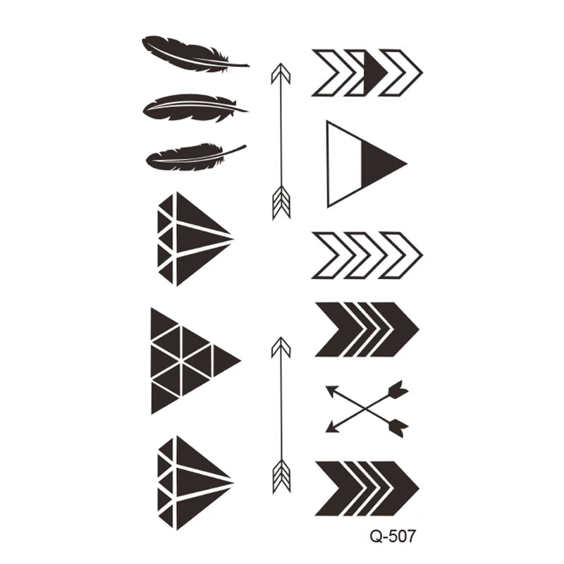 Waterproof Temporary Tattoo Stickers - Mini Black Rose, Butterfly, Arrow, Flower, Wings, Maori, and Snake Designs for Wrist and Neck