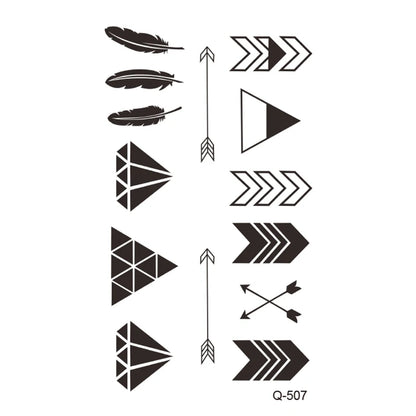 Waterproof Temporary Tattoo Stickers - Mini Black Rose, Butterfly, Arrow, Flower, Wings, Maori, and Snake Designs for Wrist and Neck