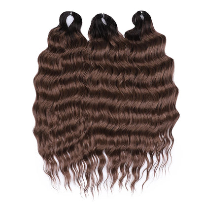 FASHION IDOL 24" Deep Wave Crochet Hair - 3-Piece Synthetic Water Wave Braiding Extensions, Ombre Rainbow Twist Hair