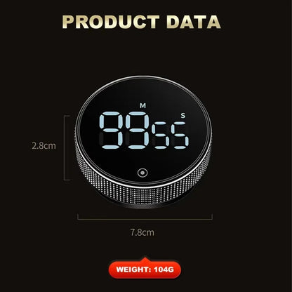 DINRGO Magnetic Kitchen Timer – Digital Manual Countdown Rotary Timer for Cooking, Shower & Stopwatch