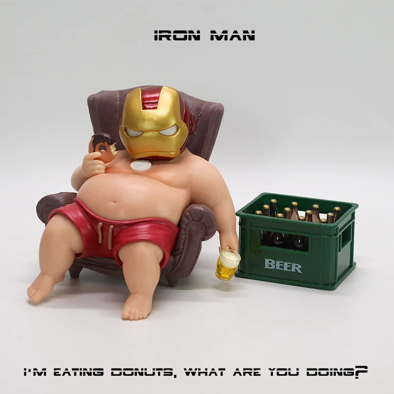 12cm Avengers Iron Man Fat Boy Figure – Cute Anime Action Toy for Desktop, Car Decor & Children’s Collection