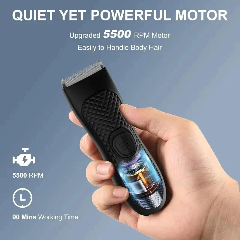 Men’s Electric Groin Hair Trimmer – Rechargeable Body Grooming Clipper for Pubic & Intimate Areas
