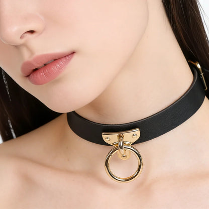 Women's Punk Spike Leather Harness Choker - Metal Collar Necklace for Gothic, Harajuku & Club Fashion