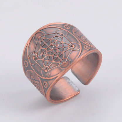 Dawapara 7 Archangels Protection Ring – Metatron Cube, Lilith Symbol, King Solomon Secrets Vintage Amulet Jewelry