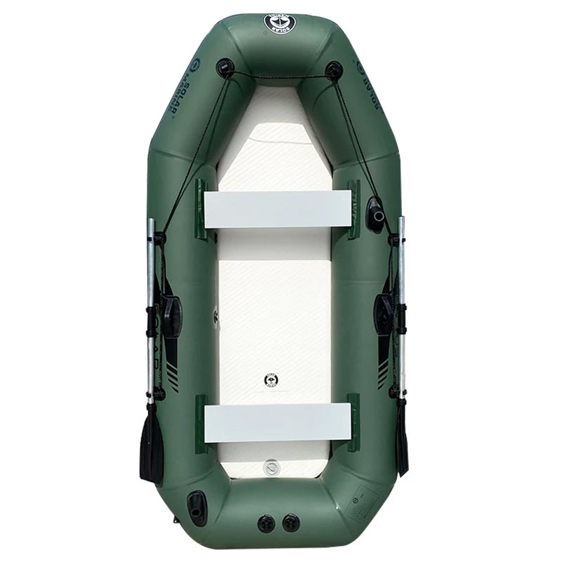 Solarmarine PVC Inflatable Belly Boat – River Fishing Kayak, Fishing Boat with Outboard Engine Installation Option