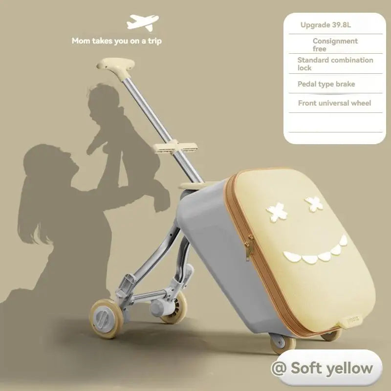 20-Inch Ride-On Kids Luggage with Folding Stroller – Children's Suitcase for Walking and Riding, Travel Bag for Babies