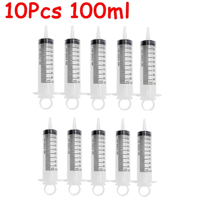Plastic Measuring Syringe - 20ml, 60ml, and 100ml Needle-Free Liquid, Nutrient, Oil, and Pet Feeding Tool