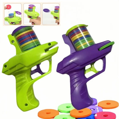 Kids Flying Disc Launcher Toy – EVA Soft Bullet & Mini Carrot Shooting Gun for Outdoor Games & Sports
