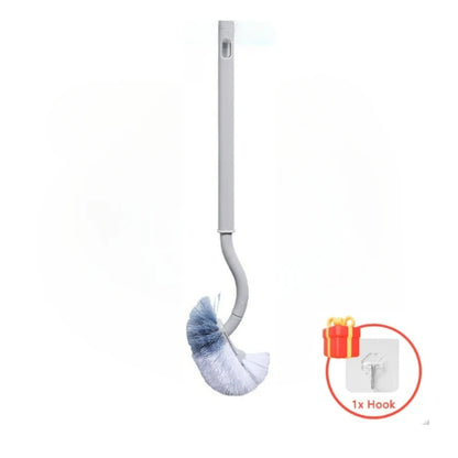 S Shaped Toilet Brush - Wall Mounted 360° Bathroom Cleaning Brush with Long Handle Soft Bristles