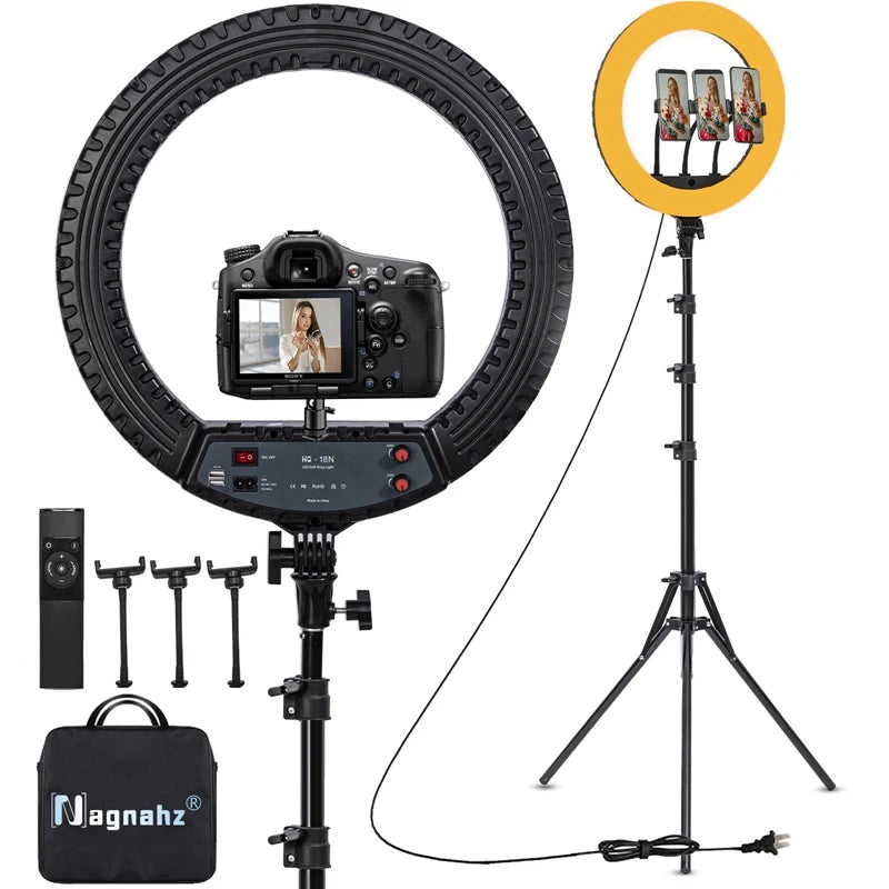 18-Inch Ring Light with Tripod Stand - 55W, 3000-5800K, CRI 90 for Vlog, Video Shooting, Makeup & Selfie