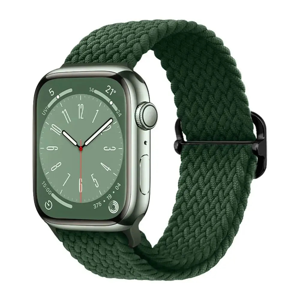 Braided Solo Loop Apple Watch Ultra Band – Elastic Nylon Adjustable Sport Bracelet Strap for iWatch SE, Series 3–9 (38mm–49mm)