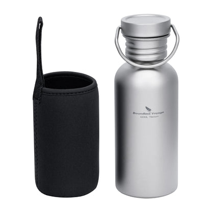 Wide Mouth Titanium Water Bottle - Reusable Sports Drinking Bottle for Camping, Hiking, Climbing, Running & Travel