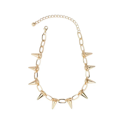 Fashion Punk Spike Choker Necklace – Goth Rivet Metal Chain Collar for Unisex Rock & Nightclub Jewelry