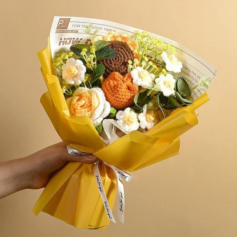 Elevate Your Occasions with Handmade Crochet Flowers Bouquet - Perfect for New Year, Graduation, Valentine's Day and Wedding Decor 꽃다발