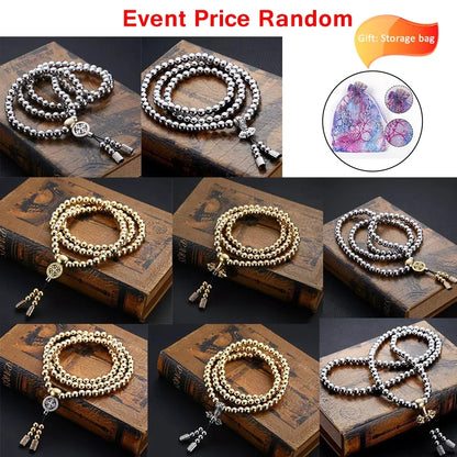 Tactical 8MM Steel Chain Buddha Beads Self Defense Hand Bracelet Necklace - EDC Outdoor Tools for Self Protection and Survival
