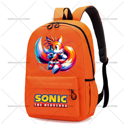 Cartoon Sonic Backpack — School Bag for Kids & Teens Featuring Amy, Rose & Shadow Characters, Perfect Gift for Boys